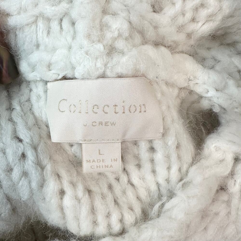 J. Crew Pointelle Pom Pom Sweater Alpaca Wool Blend Chunky Cable Knit Preppy - Picture 11 of 14